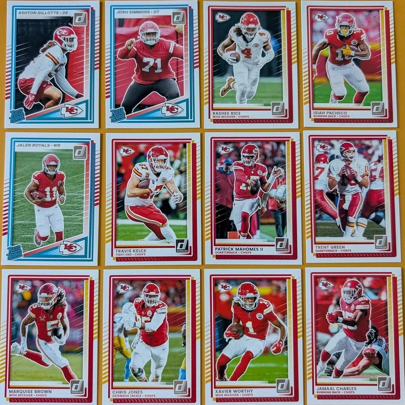 SCORE Kansas City Chiefs 2025 Donruss Factory Sealed Team Set Featuring Patrick Mahomes, Travis Kelce, Xavier Worthy and Chris Jones with 3 Rated Rookie Cards Plus - Image 2